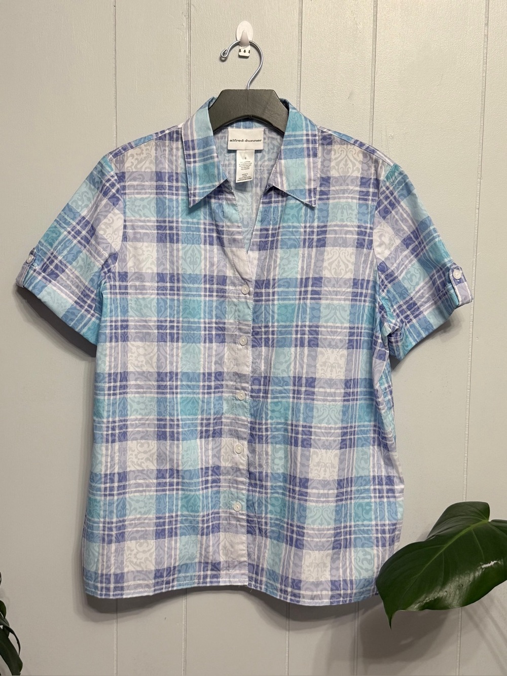 Alfred Dunner Light Blue & Lavender Plaid Shirt